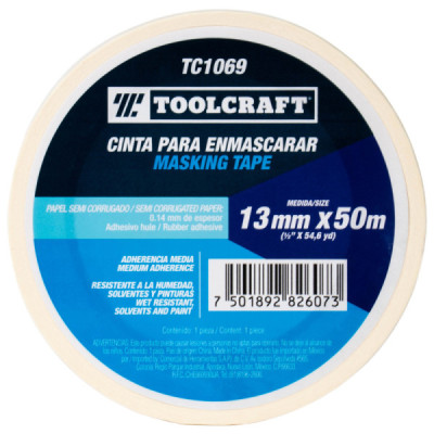 Cinta Enmascarar 1/2'' X 50 M Toolcraft Adhesivo De Hule (TC1069)