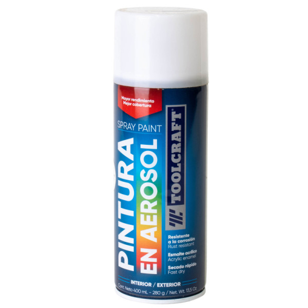 Pintura Aerosol Blanco Brillante Toolcraft 400 Ml Sin Plomo (TC1642)