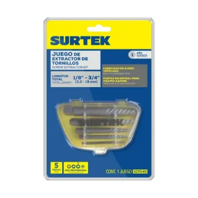Juego De Extractores Cola De Cochino Surtek Con 5 Piezas