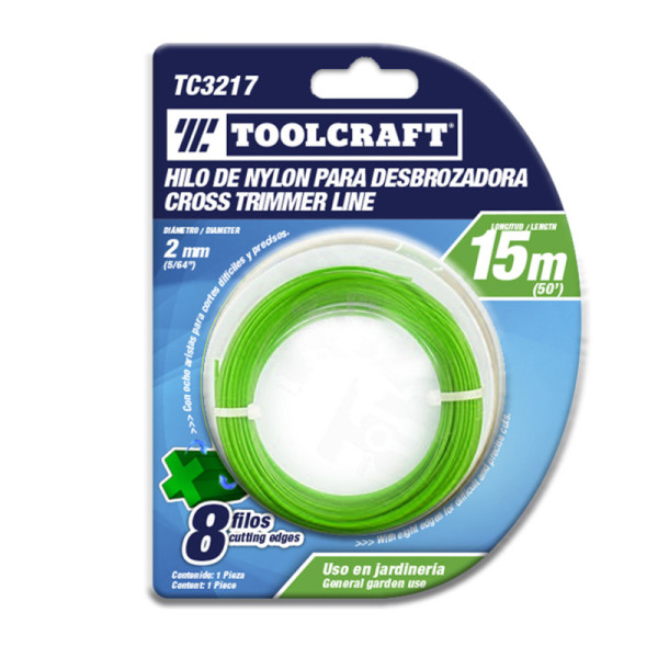 Hilo Para Guadañadora 2 Mm En Nylon Toolcraft Largo 15 M (TC3217)