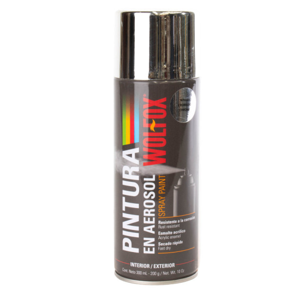 Pintura Aerosol Cromado Metalizado Wolfox 300 Ml (WF0684)
