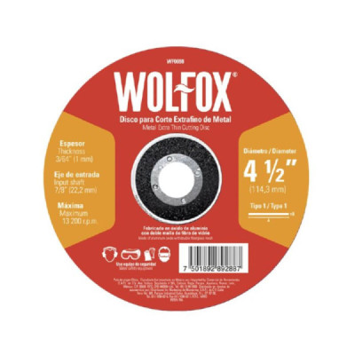 Disco Para Corte Fino De Metal 7'' Wolfox Tipo 1 (WF0702)