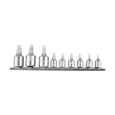 Juego 9 Copas Torx T10 A T50 Surtek Con Cuadro 1/4' Y 3/8'