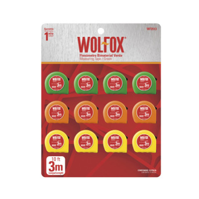 12 Flexómetros De 3 M Naranjas Wolfox Cinta Amarilla 1/2'' (WF3513) 12 Flexómetros De 3 M Naranjas Wolfox Cinta Amarilla 1/2'' (WF3513)