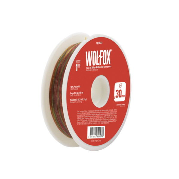 Hilo De Nylon Para Pesca De 0.30 Mm Wolfox Multicolor (WF9513)