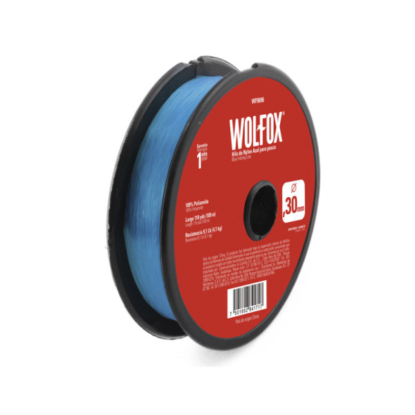 Hilo De Nylon Para Pesca De 0.30 Mm Wolfox Color Azul (WF9696)