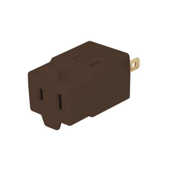Multitoma T Eléctrica Con 3 Conectores Fulgore Color Café (FP0054)