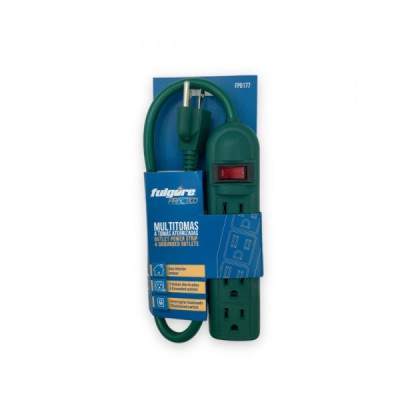 Multitoma De 4 Contactos Verde Fulgore Protector De Picos (FP0177)