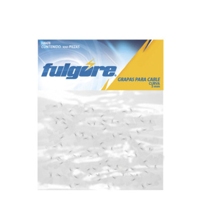 100 Grapas Para Cable Curvo 5 Mm Fulgore Blanco Con Clavo (FU0470)