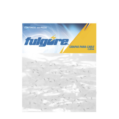 50 Grapas Para Cable Curvo 16 Mm Fulgore Blanco Con Clavo (FU0475)