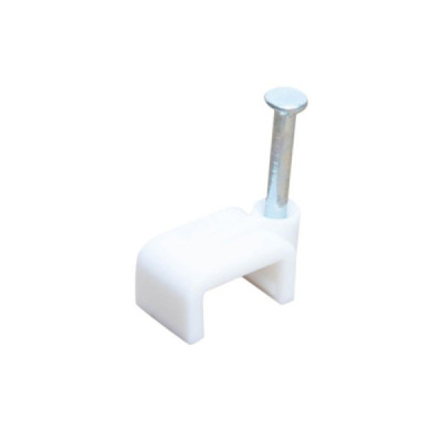 100 Grapas Para Cable Recto 10 Mm Fulgore Blanco Con Clavo (FU0478)