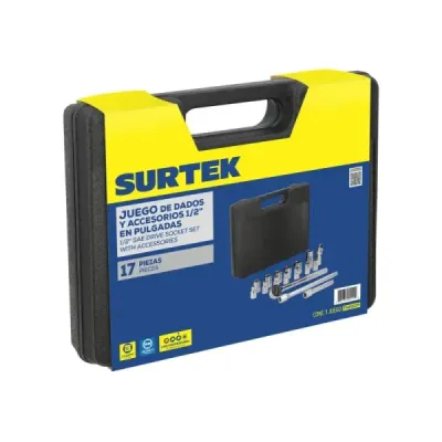 Juego 17 Copas Ratchet Y Extensión 1/2' Métrico Surtek