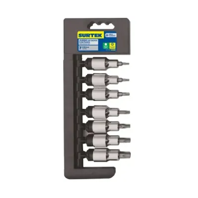 Juego 7 Puntas Torx Cortas T20 A T55surtek Cuadro 1/2'