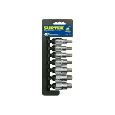 Juego 7 Copas Cortas Hexagonal Pulgadas Surtek Cuadro 1/2'