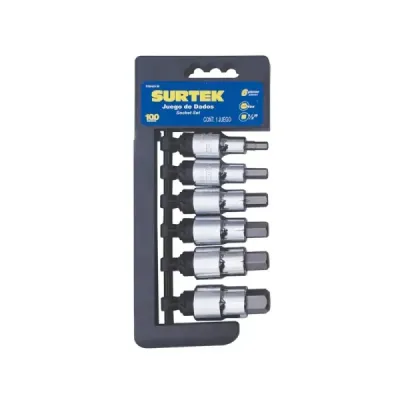 Juego 6 Copas Cortas Hexagonal Métricas Surtek Cuadro 1/2'