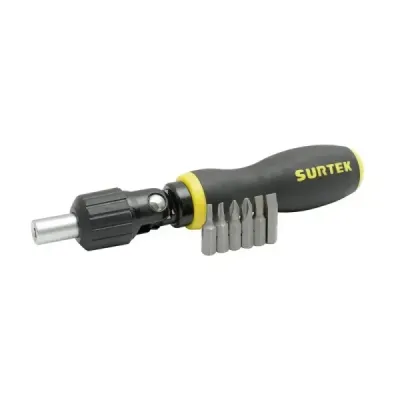 Juego 7 Puntas Y Accesorios Destornillador Ratchet Surtek