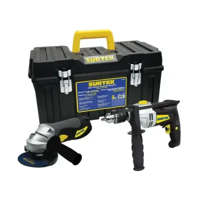 Set Pulidora 4.1/2' 800 W Taladro 1/2' 810 W Y Caja Surtek