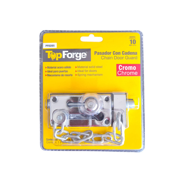 Pasador Con Cadena Para Puerta Topforge Acabado Cromado (PF0205)