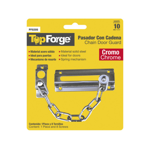 Pasador Con Cadena Para Puerta Topforge Acabado Latón Pulido (PF0206)