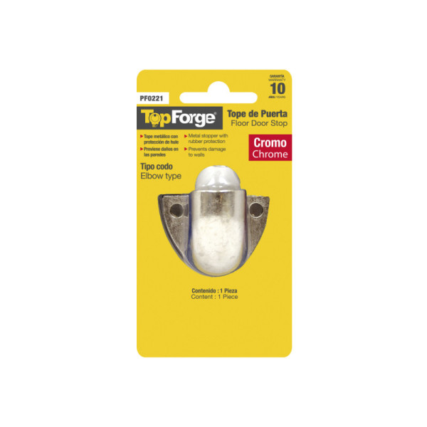Tope Para Puerta Tipo Codo Topforge Acabado Cromado (PF0221)