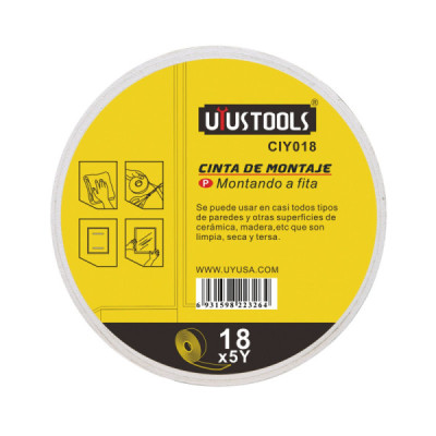 Cinta Doble Faz 4.5 M X 18 Mm 2 Kg Uyustools X 6 Unidades (CIY018)