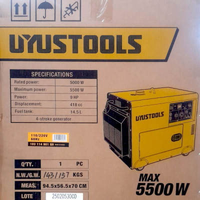 Generador Diésel Planta Eléctrica 5500w 9hp Uyustools 418cc (GES05000E)