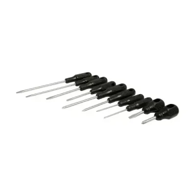 Juego 10 Destornilladores Mango Negro De 3 Puntas Foy