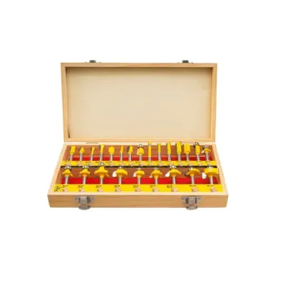 Juego 24 Fresas Ruteadora 1/4' Uyustools Estuche De Madera