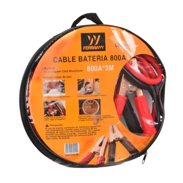 Cable Arranque Puente Batería 3m 800a Ferrawyy Estuche (CBA80YX)