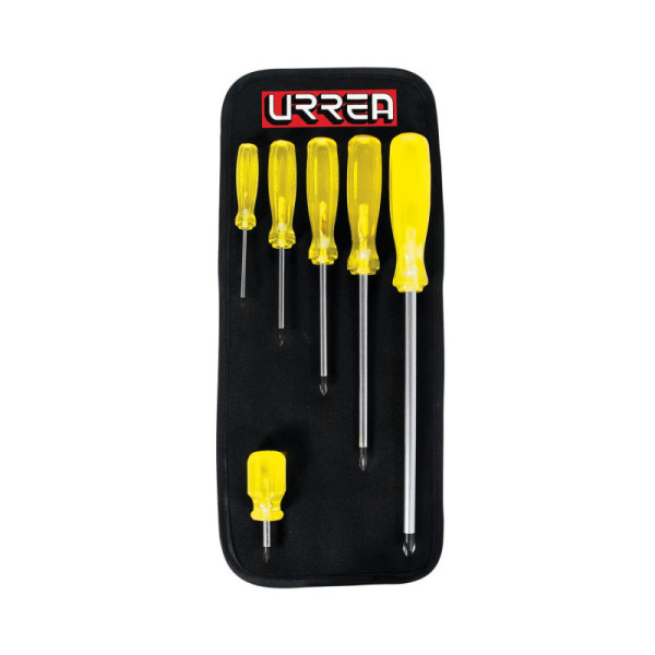 Juego 6 Destornillares Estrella Ph0 A Ph4 Urrea Mango Ámbar (9600A)