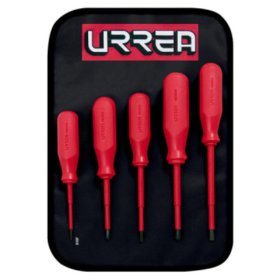 Juego 5 Destornilladores Dieléctricos Rojos 1000 V Ca Urrea (9700C)