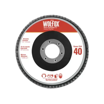 Disco Flap Para Desbaste Y Pulido 4.1/2' Wolfox Grano 40