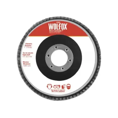 Disco Flap De 7' Grano 40 Wolfox Para Desbaste Y Pulido