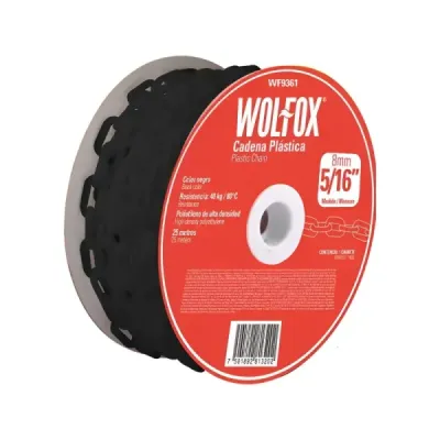 Cadena Plástica De 25 M Negra Wolfox Espesor 5/16'