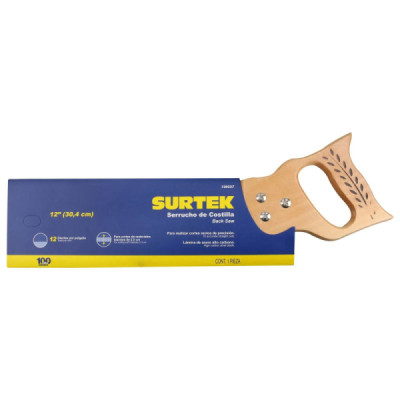 Serrucho De Costilla 12'' Mango Madera Hoja 0.90 Mm Surtek (120227)