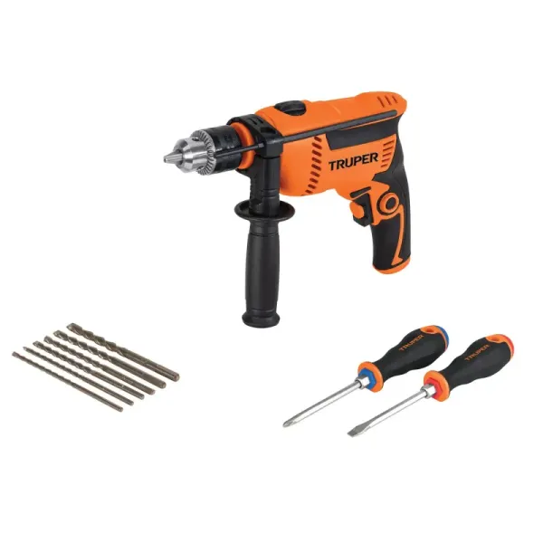 Combo De Taladro Percutor + 6 Brocas + 2 Destornilladores Truper (COMBOR-1/2A7 - 100291)