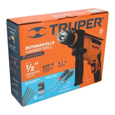 Combo De Taladro Percutor + 6 Brocas + 2 Destornilladores Truper
