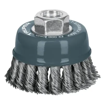 Grata Copa De Alambre Trenzado Grueso De 3", Eje Multi-Rosca Truper