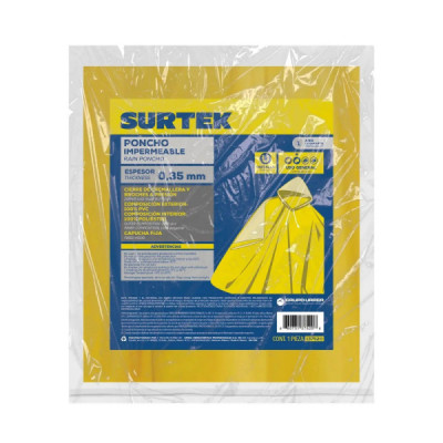 Capa Poncho Impermeable Cierre Con Botón Unitalla Surtek (137520)