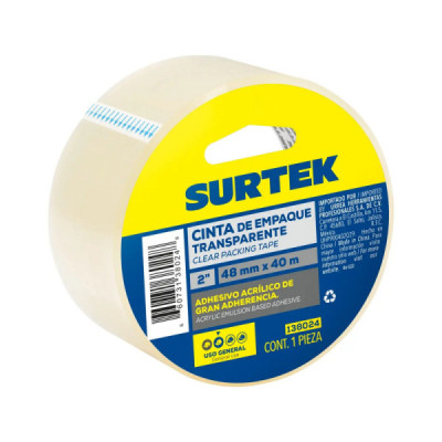 Cinta Transparente Empaque 40 M X 2'' Surtek Transparente (138024)