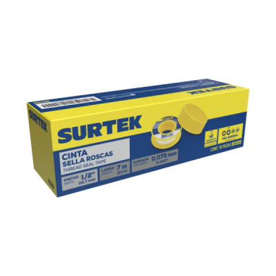 Cinta Teflón Sella Roscas 1/2'' 7 M Surtek Espesor 0.075 Mm (138050)