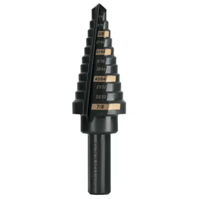Broca Escalonada 1/4" A 7/8" De 11 Escalones Óxido Negro Truper