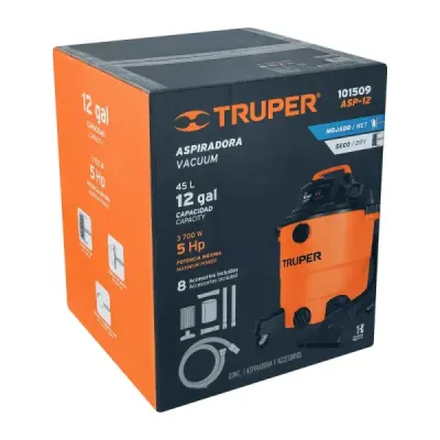 Aspiradora Sopladora 3700 W 45 L Truper Sólidos Y Líquidos