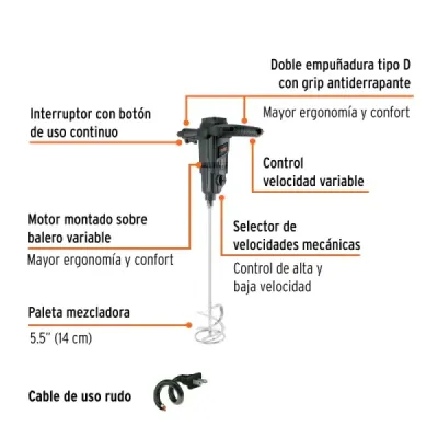 Mezcladora Eléctrica 1.500 W Industrial, 120 Litros, 110 Nm Truper