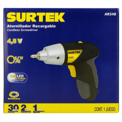 Atornillador Inalámbrico 4.8 V 3.5 Nm Surtek Con Accesorios (AR548)
