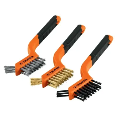 Juego De 3 Minicepillos De Alambre De Acero, Latón Y Nylon Truper