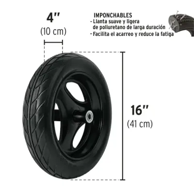 Carretilla Plástica De 120 Litros, Rueda Antipinchazo Maciza Truper
