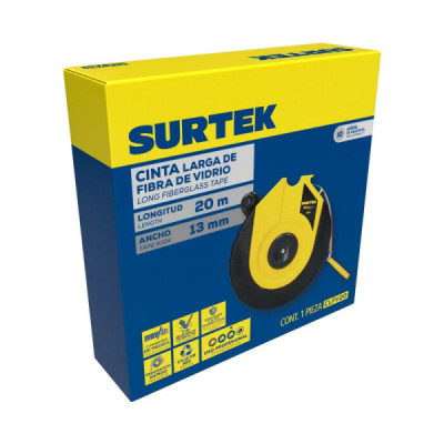 Cinta Métrica Fibra De Vidrio 20 M X 13 Mm Surtek Cuerpo Abs (CLFV20)