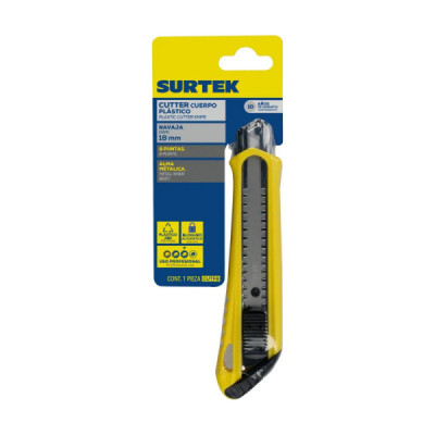 Cutter Bisturí Ergonómico 8'' Hoja 18 Mm Automático Surtek (CUTF8)