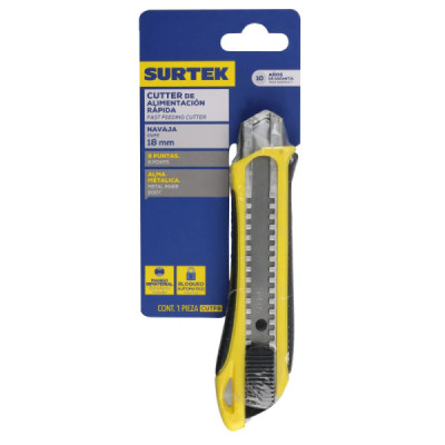 Cutter Bisturí Bimaterial 8'' Hoja 18 Mm Automático Surtek (CUTF9)
